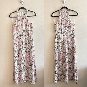 Ann Taylor Factory Halter Neck Pink Floral Midi Sheath Dress Women’s Size 0